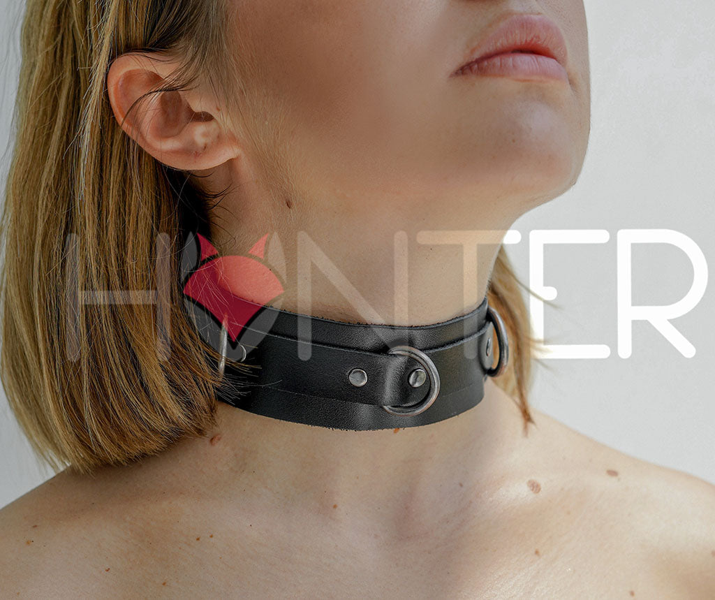 Bondage Collar with D-rings for fixation