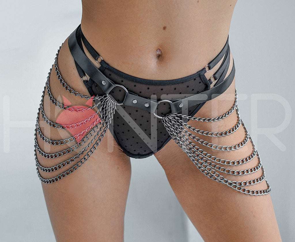 Leather Belt with Chains