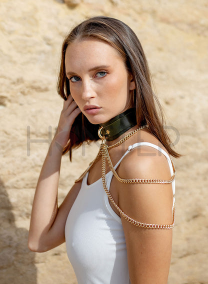 Rave Leather Collar with Chains