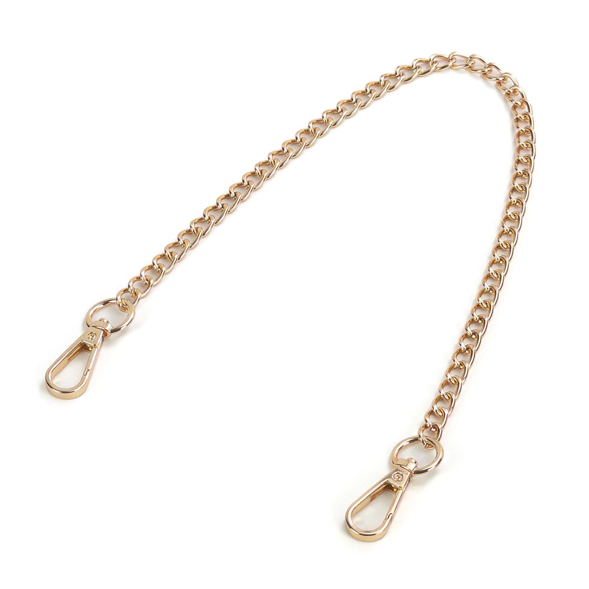 Long metal chain connector with carabiners in gold color, shown separately on a white background. A single 15.75-inch (40 cm) chain is laid flat with carabiners on both ends, clearly showing the gold-toned chain links and both carabiners.