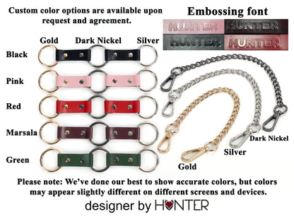 Color options and embossing fonts for a product by HUNTER.