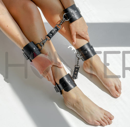 Leather Wrist and Ankle Cuffs Set