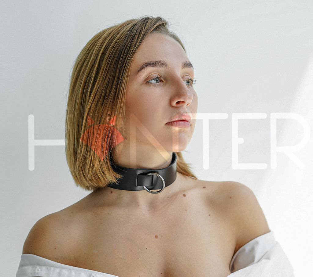 Leather Collar with Ring