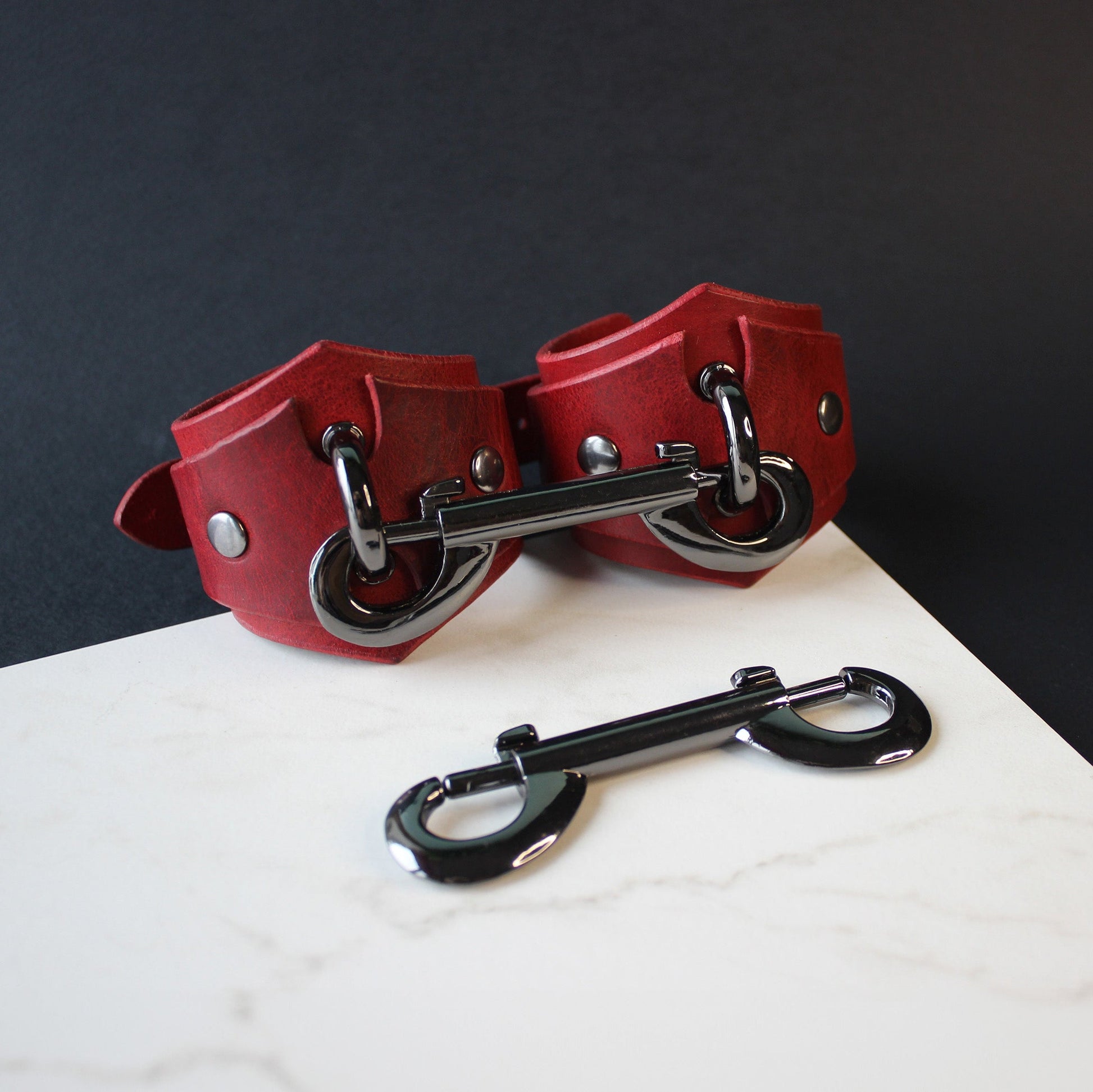 red Leather handcuffs 