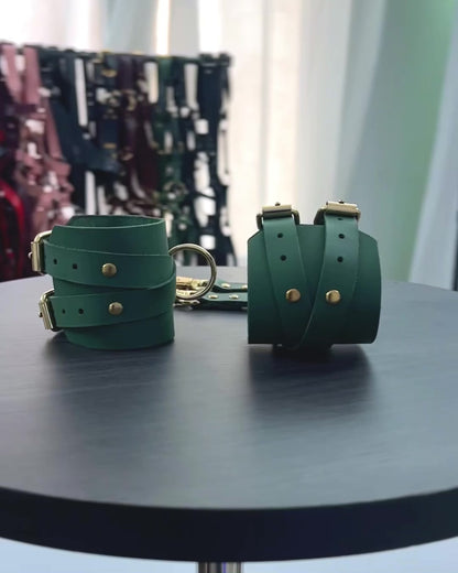 Leather Wrist Cuffs with Cross Straps