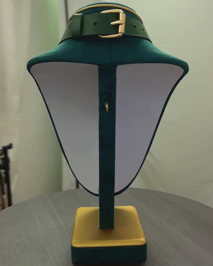 Leather Choker with Chain and Heart Ring