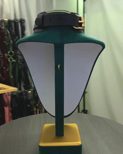 Wide Leather Choker with O-Ring and Double D-Rings