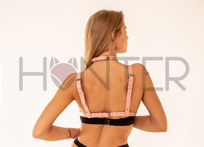 Leather Chest Harness with Chain